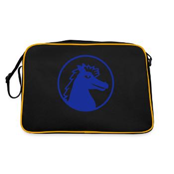 Pferd Hengst Cool Stolz Kerl Reiten Reiter Hobby - Retro Tasche - Schwarz/Gold - Hinten