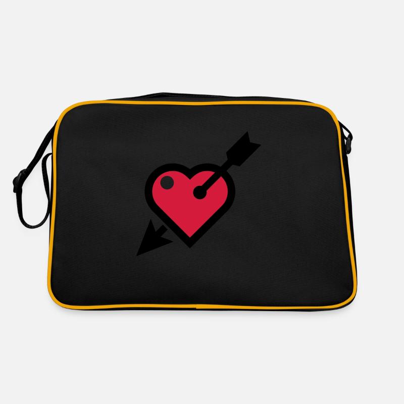 Herz - Retro Tasche - Schwarz/Gold