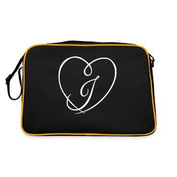 Buchstabe J Kalligrafie Herz - Retro Tasche - Schwarz/Gold - Hinten