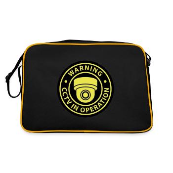 Warning CCTV Camera Badge Security Sign Icon - Retro Bag - black/gold - Back