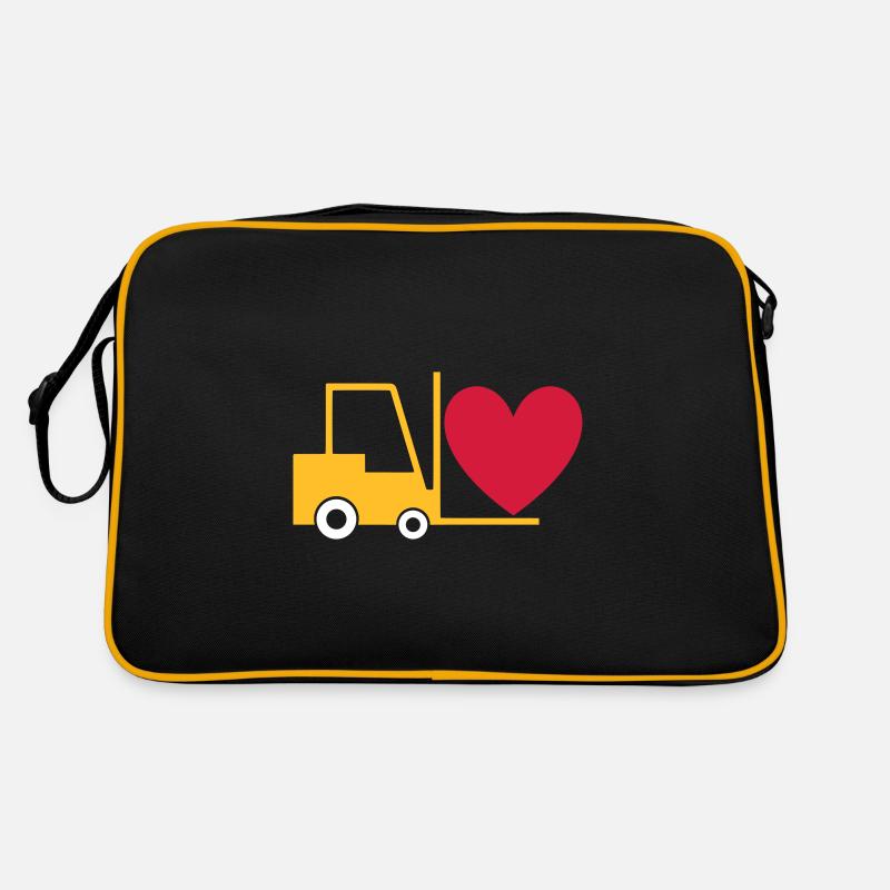 ★ Designfarben änderbar ★ Gabelstapler mit Herz Retro Tasche