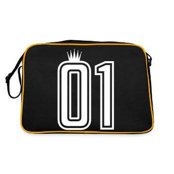 01 eins krone 1 nummer - Retro Tasche - Schwarz/Gold - Hinten
