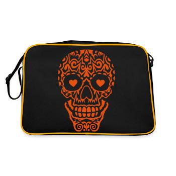 tete de mort mexicaine crane coeur - Sac Retro - noir/or - Dos