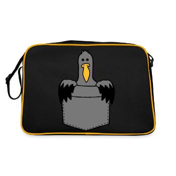 Brusttasche Möwe Unterwegs mitnehmen - Retro Tasche - Schwarz/Gold - Hinten