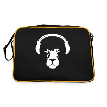 Lion avec des écouteurs - Sac Retro - noir/or - Dos