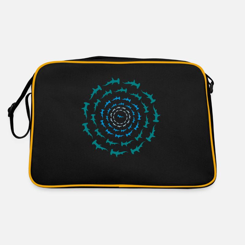 Hammerhai Circle - Retro Tasche - Schwarz/Gold