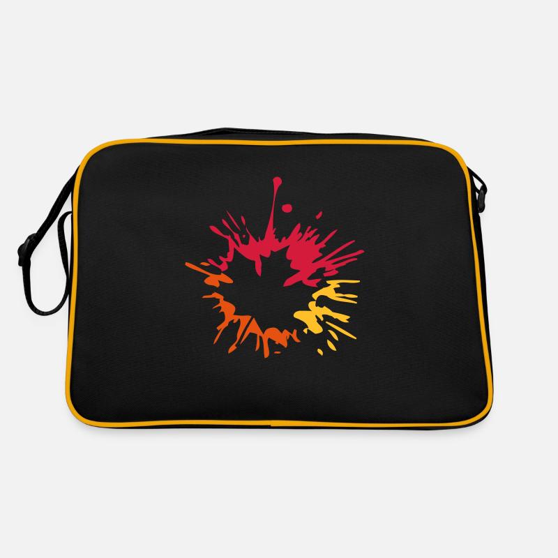 colorful blob drop paint splatter maple leaf he Retro Bag