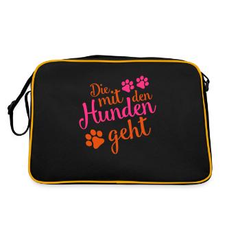 hunden geht die mit - Retro Tasche - Schwarz/Gold - Hinten