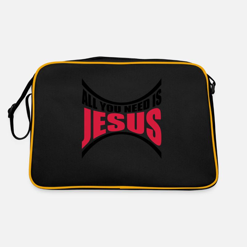 Need Jesus Gebogen - Retro Tasche - Schwarz/Gold
