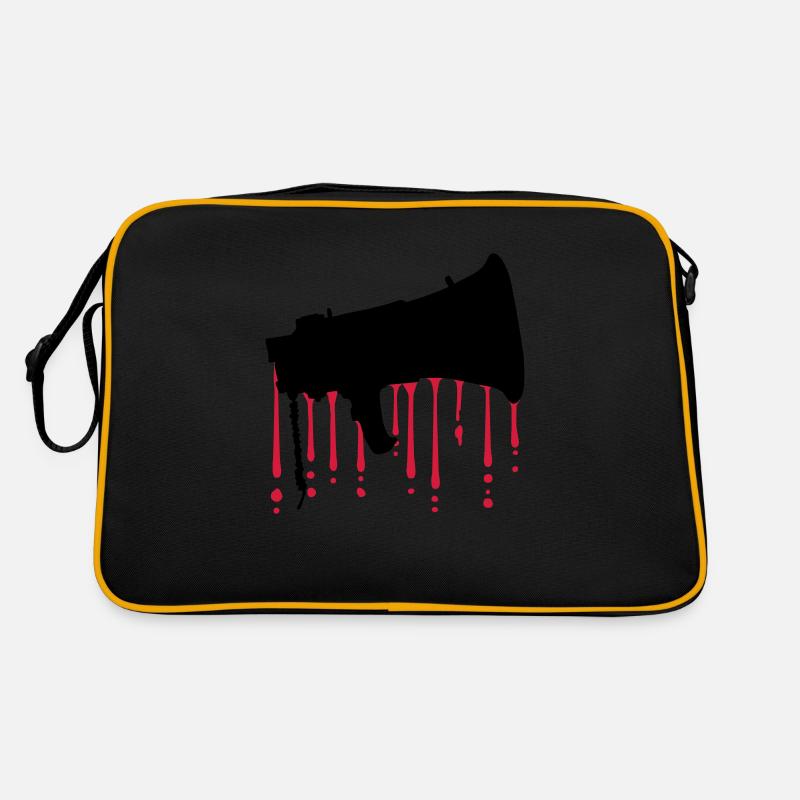Bluttropfen Megafon Propaganda Lautsprecher - Retro Tasche - Schwarz/Gold