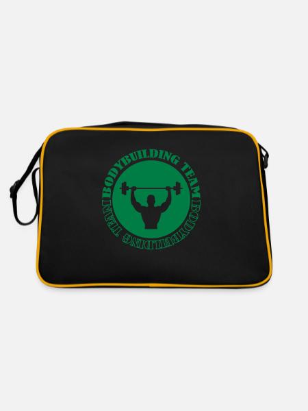 bodybuilding team - Retro Tasche - Schwarz/Gold - Hinten