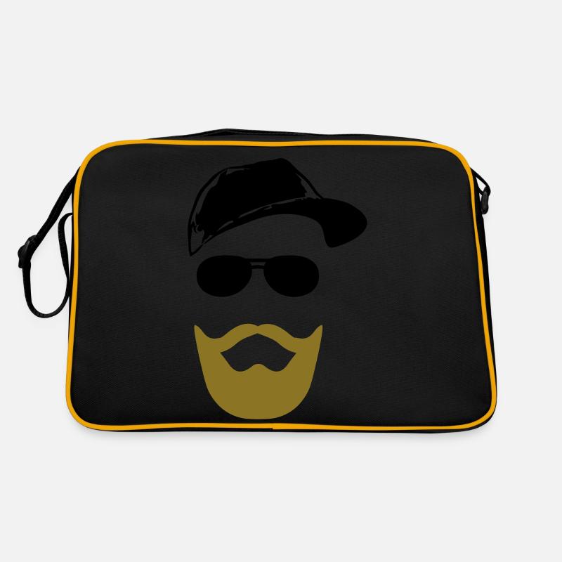 Gesicht mit Bart - Retro Tasche - Schwarz/Gold