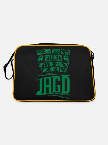 Nirgends wird so viel gelogen wie bei der Jagd - Retro Tasche - Schwarz/Gold - Hinten