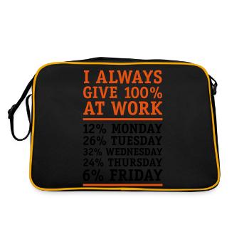 I always give 100 percent at work! satire - Retro Bag - black/gold - Back