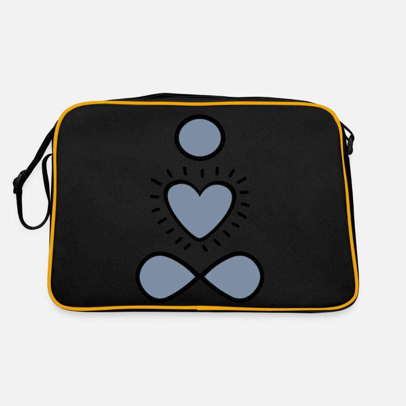 Kopf Herz Körper, Farbharmonie in salbei - Retro Tasche - Schwarz/Gold