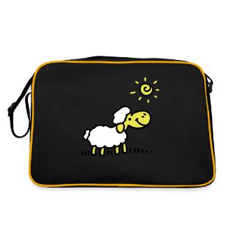 Schäfchen Sonne 3 - Retro Tasche - Schwarz/Gold - Hinten