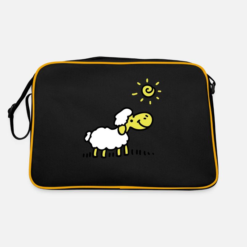 Schäfchen Sonne 3 - Retro Tasche - Schwarz/Gold