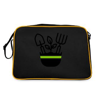 Gartenarbeit Gärtner Symbol - Retro Tasche - Schwarz/Gold - Hinten