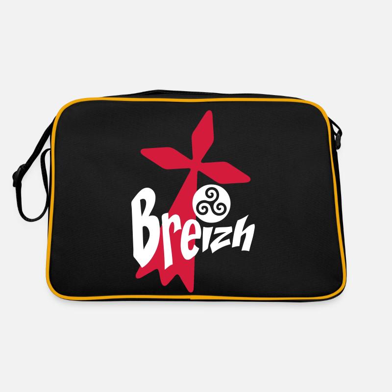 breizh bretagne logo - Sac Retro - noir/or