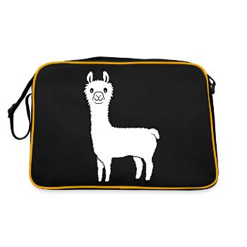Lieblingstier Lama Alpaka - Retro Tasche - Schwarz/Gold - Hinten