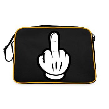 Mittelfinger Comic Hand - Retro Tasche - Schwarz/Gold - Hinten