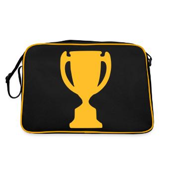 Pokal - Sieger - Gewinn - Sieg - Retro Tasche - Schwarz/Gold - Hinten