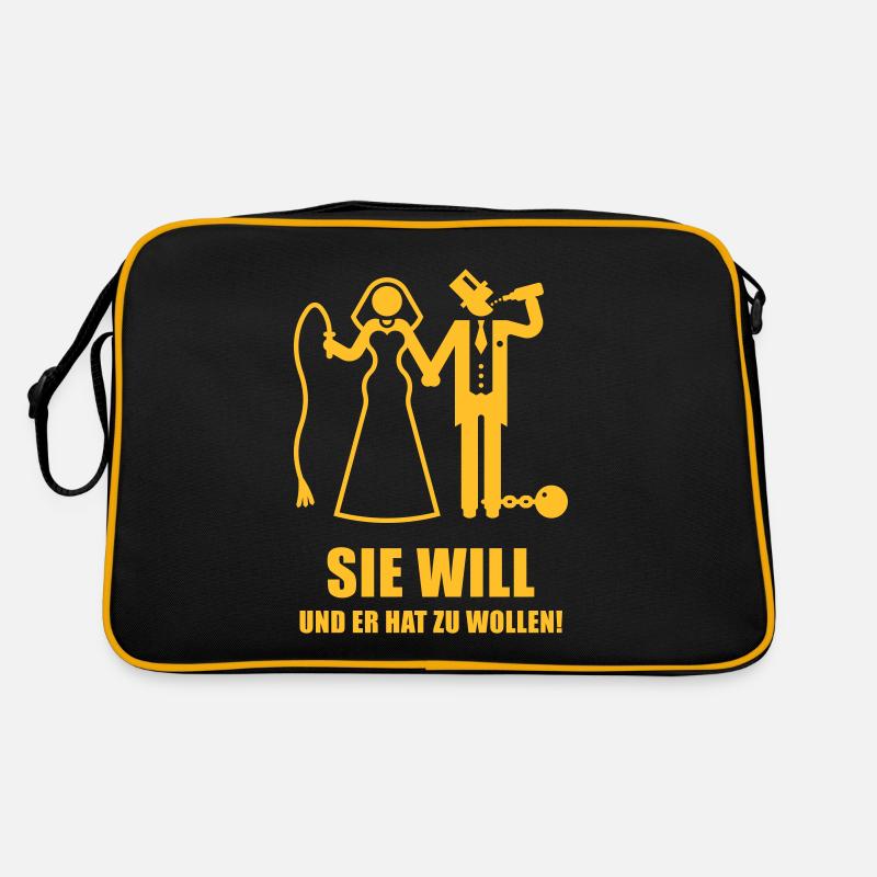 Sie will … (Polterabend / JGA / Hochzeit / Heirat) Retro Tasche