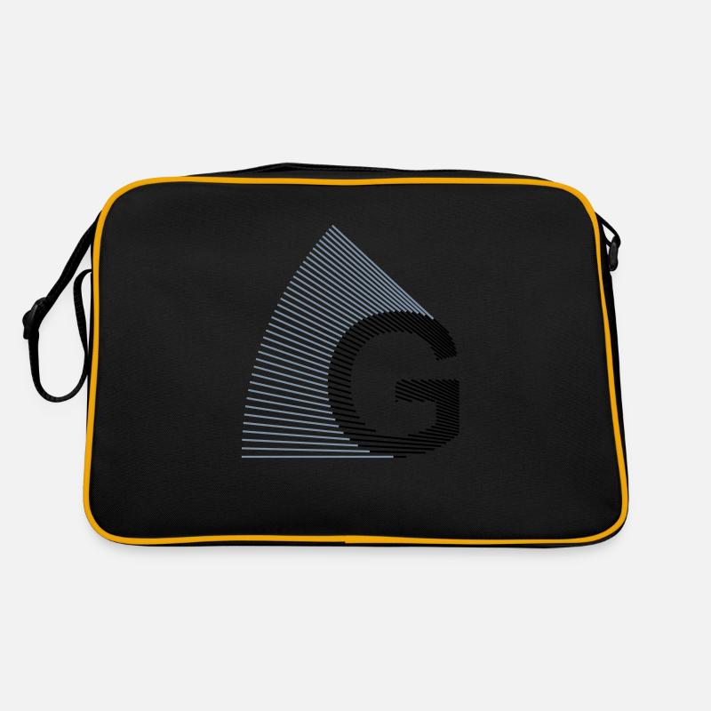 strahlen_typo_G - Retro Tasche - Schwarz/Gold