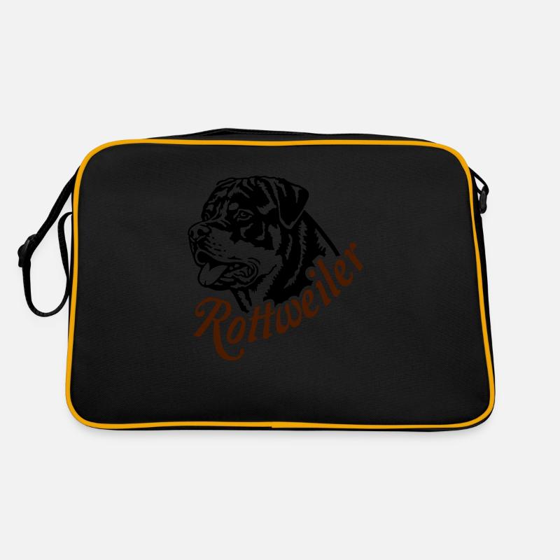 569 Rottweiler Rüde - Retro Tasche - Schwarz/Gold