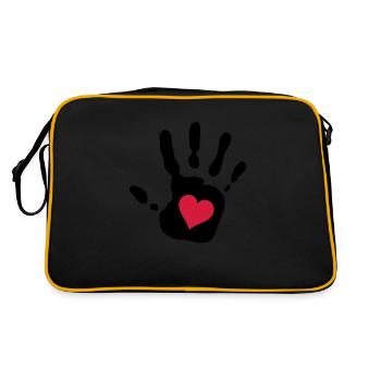 empreinte de la main coeur rouge - Sac Retro - noir/or - Dos