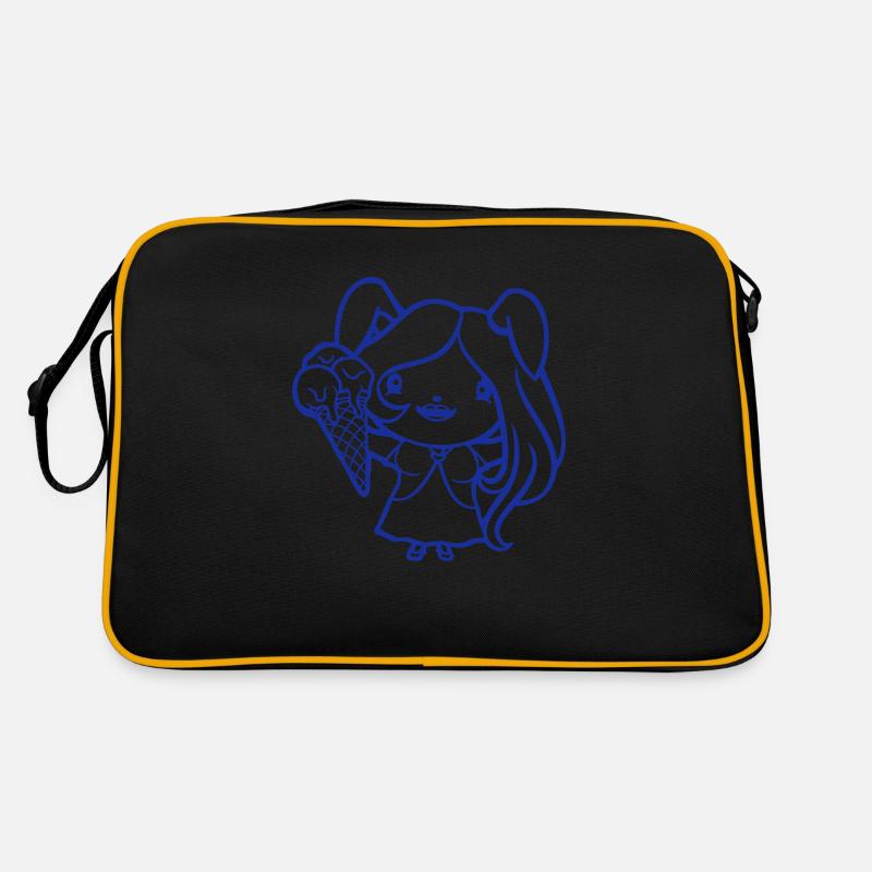 Hase isst Eis Waffel Eiscreme lecker Mädchen Frau Retro Tasche