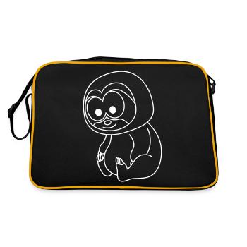 Faultier Comic Tier - Retro Tasche - Schwarz/Gold - Hinten