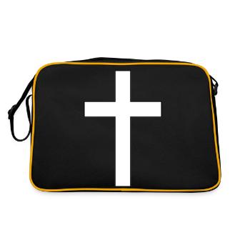 Klassisches Lateinisches Kreuz - Retro Tasche - Schwarz/Gold - Hinten