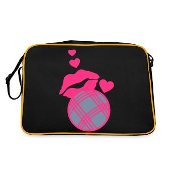 petanque kisses love heart levre - Retro Bag - black/gold - Back