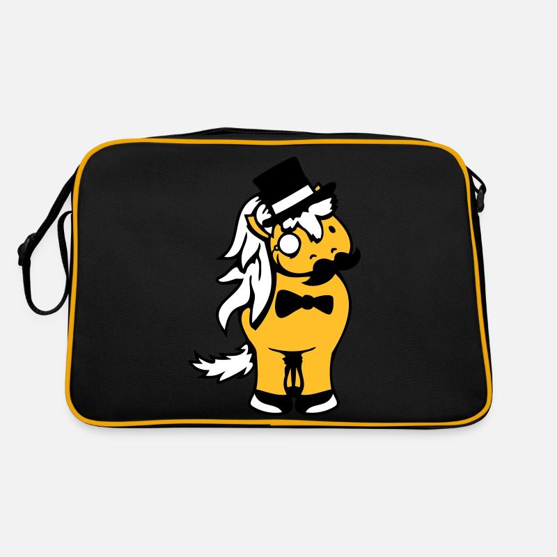 Pferd Sir Herr reich Monokel Brille Zylinder Hut Retro Tasche