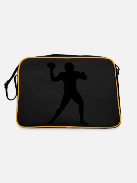 Football Footballspieler Quarterback - Retro Tasche - Schwarz/Gold - Hinten