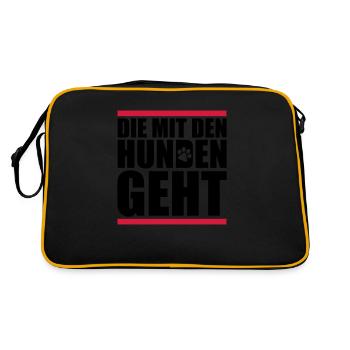 mit den hunden geht - Retro Tasche - Schwarz/Gold - Hinten