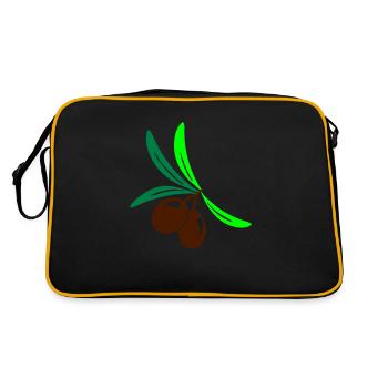Olive 2 Zweig Blatt Olivenöl - Retro Tasche - Schwarz/Gold - Hinten