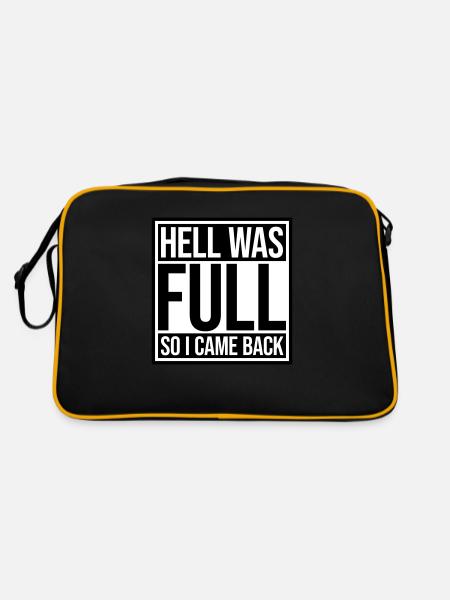 hell was full Zitat - Retro Tasche - Schwarz/Gold - Hinten