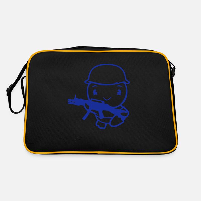 Ente Soldat Armee Berufssoldat Helm Waffe rennt Retro Tasche