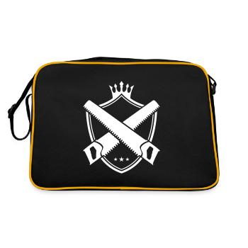 saw craftsman coat of arms - Retro Bag - black/gold - Back