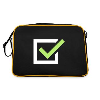 häkchen haken ankreuzen - Retro Tasche - Schwarz/Gold - Hinten