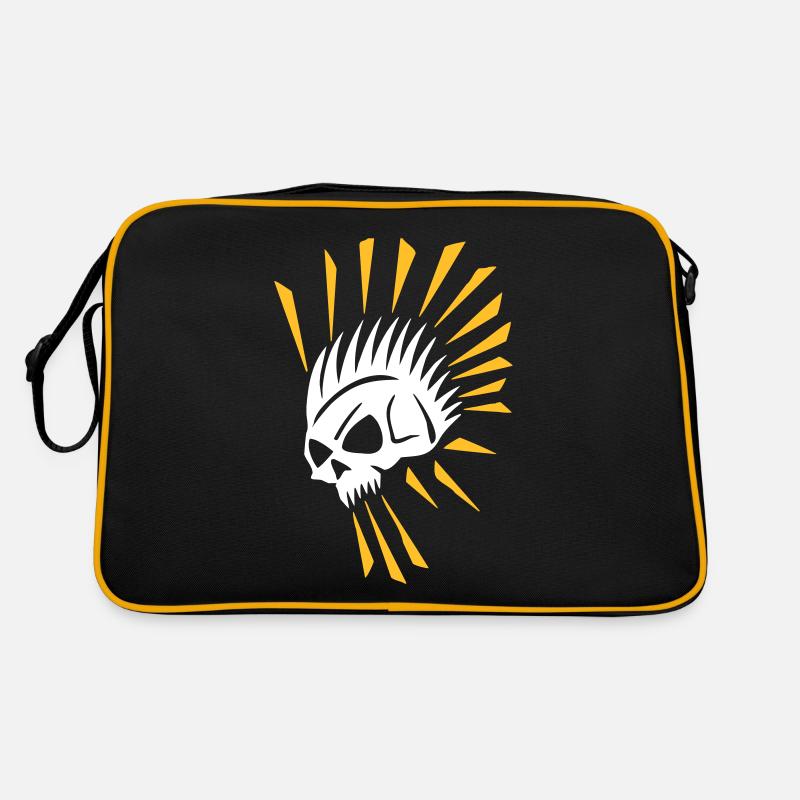 Totenkopf-Punkstyle - Retro Tasche - Schwarz/Gold