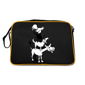 Bremer Stadtmusikanten - Retro Tasche - Schwarz/Gold - Hinten