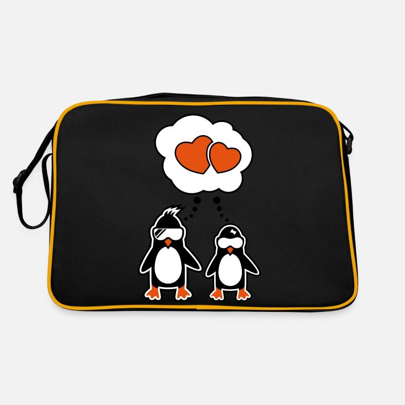 penguin heart - Retro Tasche - Schwarz/Gold
