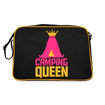 Camping Queen Königin Zelt Logo - Retro Tasche - Schwarz/Gold - Hinten