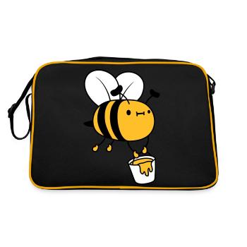 Honig Eimer Biene - Retro Tasche - Schwarz/Gold - Hinten