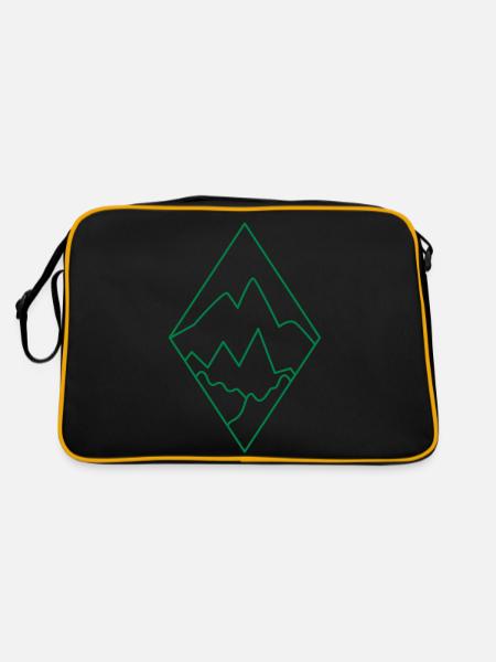 BOHO Diamond landscape with mountains and scenery - Retro Bag - black/gold - Back
