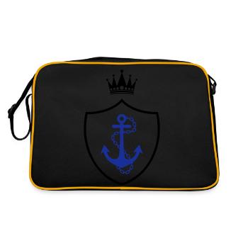 anker wappen - Retro Tasche - Schwarz/Gold - Hinten
