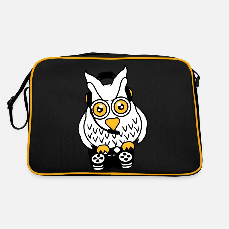 Gamer Eule zocken Spieler Controller Headset Spaß Retro Tasche